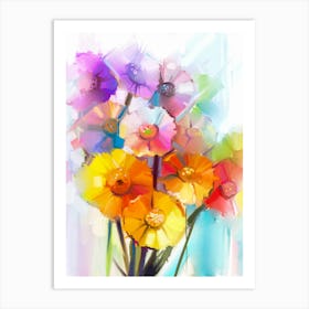 Watercolor Flowers In A Vase Art Print