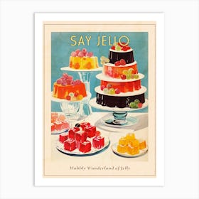 Retro Jelly Dessert Platter Illustration 1 Poster Art Print