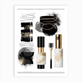 Black And Gold Makeup Set Art Print