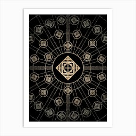 Geometric Glyph Radial Array in Glitter Gold on Black n.0401 Art Print