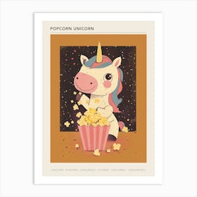 Unicorn Eating Popcorn Mustard Muted Pastels 3 Poster Art Print