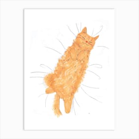 Ginger Cat Sleeping Art Print