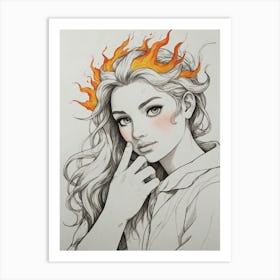 Girl With Fire 1 Art Print