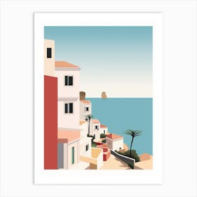 Vintage Retro Print Of Praia Dona Ana, Lagos Portugal 1 Art Print