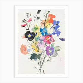 Larkspur 1 Collage Flower Bouquet Art Print