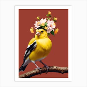 Goldfinch with flowers Art Print