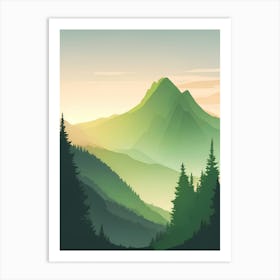 Misty Mountains Vertical Composition In Green Tone 133 Art Print