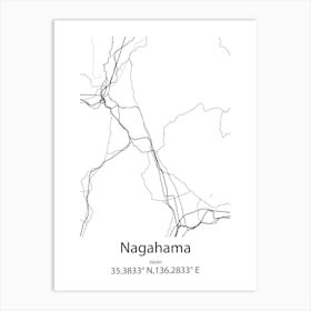 Nagahama,Japan Minimalist Map Art Print