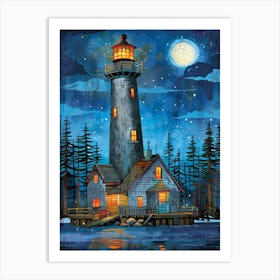 Lighthouse At Night 19 Art Print