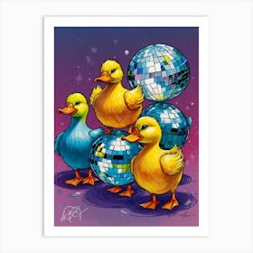 Disco Ducks Art Print