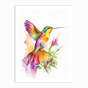 Fiery Throated Hummingbird Cute Neon 1 Art Print