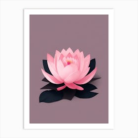 A Pink Lotus In Minimalist Style Vertical Composition 82 Art Print