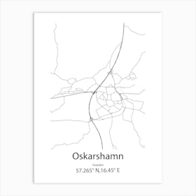 Oskarshamn,Sweden Minimalist Map Art Print