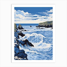 A Screen Print Of Kynance Cove Cornwall 1 Art Print