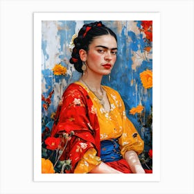 Frida painting portrait Art Print