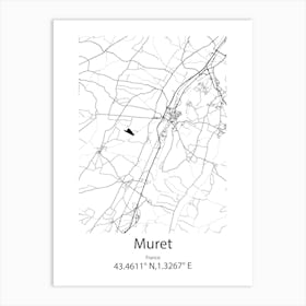 Muret,France Minimalist Map Art Print