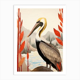 Bird Illustration Brown Pelican 4 Art Print