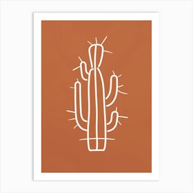 Cactus Line Drawing Crown Of Thorns Cactus 1 Art Print