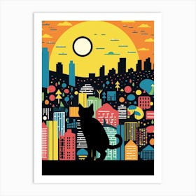 Seoul, South Korea Skyline With A Cat 0 Art Print