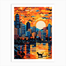 Vancouver, Canada Skyline With A Cat 2 Art Print