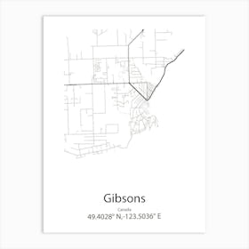 Gibsons,Canada Minimalist Map Art Print