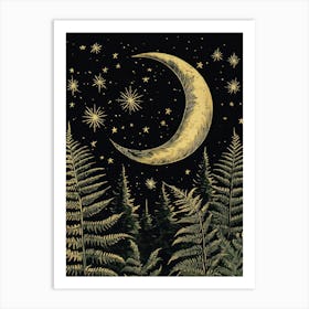 William Morris Moon Stars And Ferns Vintage  Art Print