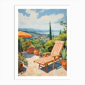 Sun Lounger By The Pool In Sicily Italy Art Print