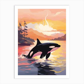 Orca Whale By Rocky Coastline4 Art Print