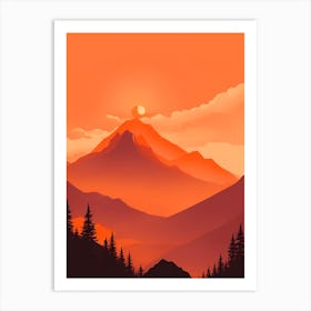 Misty Mountains Vertical Composition In Orange Tone 39 Art Print