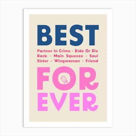 Best Friend Forever Friendship Typography Art Print