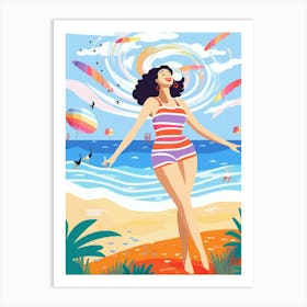 Body Positivity Day At The Beach Colourful Illustration  3 Art Print