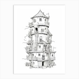 The Tangled Tower (Tangled) Fantasy Inspired Line Art 2 Art Print