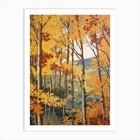 Gray Birch 2 Vintage Autumn Tree Print  Art Print
