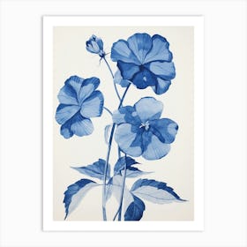 Blue Botanical Impatiens 3 Art Print