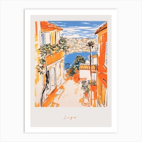 Lagos Portugal Orange Drawing Poster Art Print