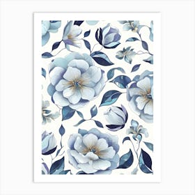 Blue Floral Pattern Art Print