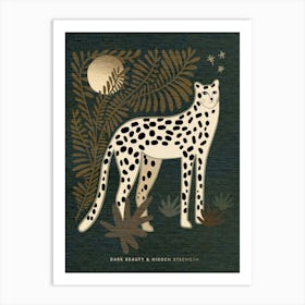 Celestial Leopard in Tropical Moonlight – Dark Beauty Art Print