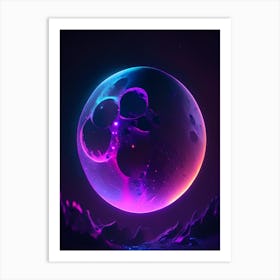 Moon Phase Neon Nights Space Art Print