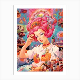 Vintage Hairdresser Kitsch 3 Art Print