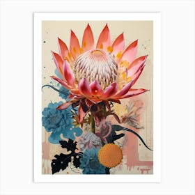 Surreal Florals Protea 4 Flower Painting Art Print