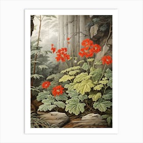 Vintage Jungle Botanical Illustration Jungle Geranium 3 Art Print