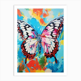 Pop Art Marbled White Butterfly 2 Art Print