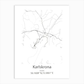 Karlskrona,Sweden Minimalist Map Art Print