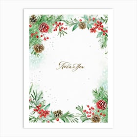 A Watercolor Interpretation Of A Modern Calligraphy Christmas Greeting Flourishes Adding An Elegant (2) Art Print