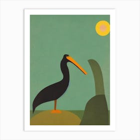 Pelican Midcentury Illustration Bird Art Print