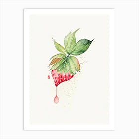 Strawberry Leaf Minimalist Watercolour 2 Art Print