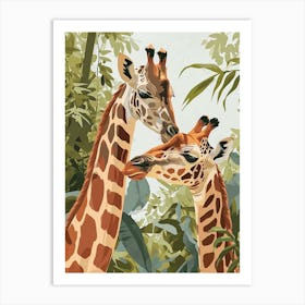 Modern Illustration Of Two Giraffes 1 Art Print