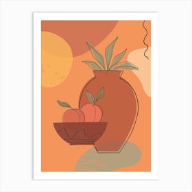 Vases, Leaves, Organic Shapes And Peaches3 Art Print