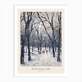 Winter City Park Poster Mount Royal Park Montreal Canada 1 Art Print