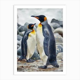 King Penguin Floreana Island Colour Block Painting 1 Art Print